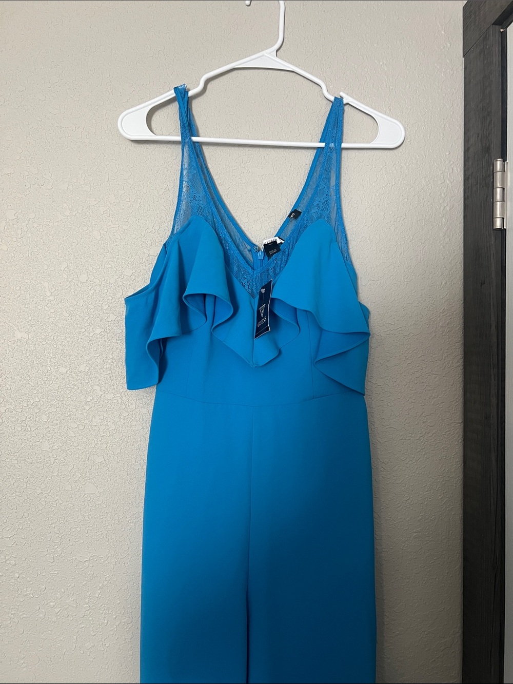 Guess by Marciano Bright Blue Ruffled Jumpsuit
